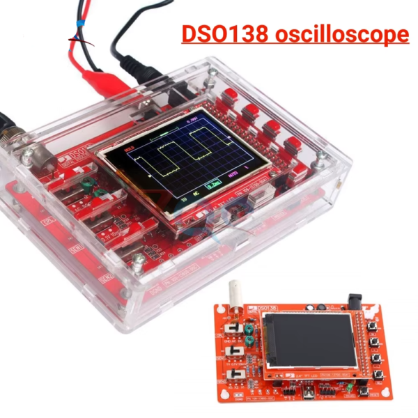 Osciloscopio Digital DSO138 de 2,4 pulgadas, sonda de pantalla TFT LCD con Clip de prueba, caja acrílica, Kit de bricolaje ﻿